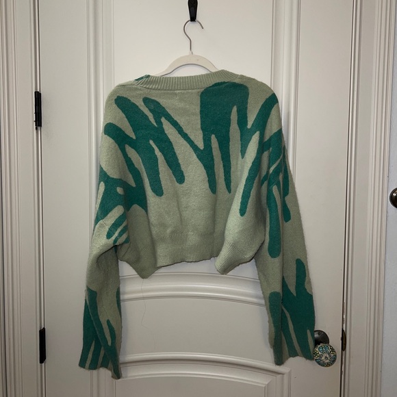 American Threads (Blue Blush) Green Patterned Sweater, Large - Picture 2 of 2